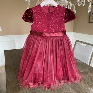 Burgundy red toddler tulle girl dress for special occasion, birthday, size 2T